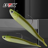 FTK 5-25g Black Minnow Soft Lure Jig Head Hook Artificial Bait Saltwater Sea Bass Fishing Bait Swimbait for Fishing Accessories