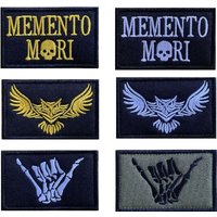 Embroidered Memento Mori Skull Morale Badge Owl Face Colored Circle Patches Rock&roll Gesture Hook Loop Emblem for Backpack DIY
