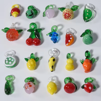 Popular 3D Fruit Series Strawberry Yellow Peach Grape Watermelon Pendant Glass Material Jewelry Charm Diy Necklace Decoration