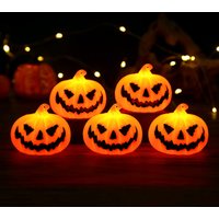 3/6pcs Halloween Pumpkin Lights LED Orange Jack-O-Lantern Candles for Halloween Decor, Flameless Candles for Pumpkin Decorations