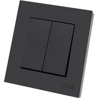 WESA Black Frosted Light Wall Switch Flame retardant Plastic Panel Double Button 2 Gang 1 Way Wall Rocker Switch On And Off AC