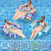 Four-Tube Inflatable Floating Pool Net, Foldable Striped Floating Mat, Water Clip Net Inflatable Lounge Chair Floating Mat