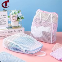 4pcs Polyester Honeycomb Mesh Laundry Bags with Zipper and Handle, Durable Rectangle Delicate Wash Bags for Socks, Underwear and