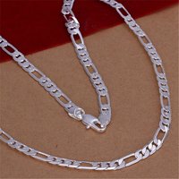 Chaîne plate de 6mm, couleur argent, collier solide, bijoux à la mode pour femmes et hommes, vente en gros, cadeau de mariage de haute qualité