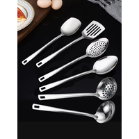 6pcs stainless steel cutlery set, advanced silver cooking spatula spoon colander frying spatula, suitable for festivals.