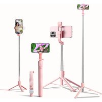 Extendable Aluminum Selfie Stick Tripod, Fill Light & Bluetooth-compatible Remote, Compatible with iPhone/android, for Travel