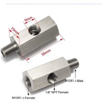 NPT Oil Pressure Sensor Tee 1/8-NPT Adapter Turbo Supply Feed Line Gauge M10X1.5