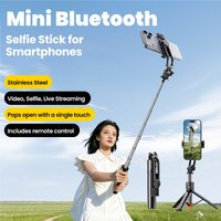 Mini Selfie Stick Bluetooth Selfie Stick Tripod with Remote 360° Rotation Portable Photography Live Broadcast Vlogging Stand