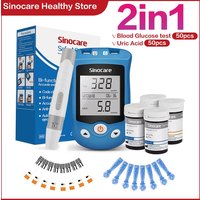 Sinocare Blood Glucose Uric Acid Monitor with Test Strips and lancets Gout Tester Device for Home Measurement Safe AQ UG Meter