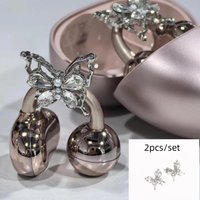 【C】2Pcs Rhinestone Decor For Clip On Earbuds Open Ear Decorative Zirconia Earphone Accessories Removeable DIY Earphone Decor