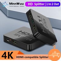 4K HDMI-compatible Splitter 1 in 2 Out HDMI-compatible Video Distributor Amplifier Dual Display for PC Monitor Projector Laptop