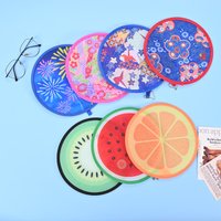 Round Foldable Hand Fans Fruit Style Handheld Folding Fan Portable Pocket Cooling Fans for Summer Events Outdoor Travel