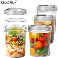 KEMORELA 4PCS Mason Jars 350ML With Lids Transparent Seal Mason Jars Bands Glass Canning Jars for Honey Jam Jelly Coffee Salad