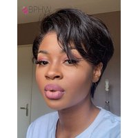 200 Density 13X4 Straight Short Human Hair Wigs Natural Color HD Lace Frontal Wig Short Human Hair Wig for Woman Pixie Cut Wig