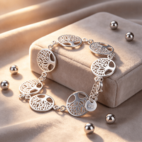 New popular 925 Sterling Silver Cute Tree Flowers Bracelet for Women Fashion Jewelry Wedding Hip-hop accessories Gifts image 3
