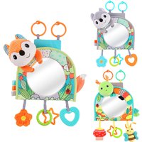 Baby Mirror Car Seat Toys Rear Teether and Crinkle Pape Fun Travel Infant Tummy Time Toys Babies Carseat Toy for Newborns Gifts