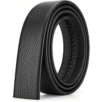 3.5cm Men's Casual Business Waistband Can Be Cut With Automatic Buckle Waistband, No Buckle Head, Large Jeans Waistband