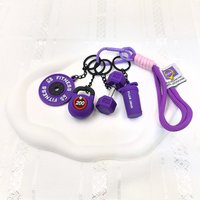 Fitness Keychains Gym Barbell Key chain Weightlifting Keyring Silicone Weight Plate Workout Gifts Detachable Bag Pendants