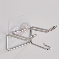 Stainless Steel Hair Dryer Holder, No Drilling Required, Bathroom Storage Rack, Space-Saving Wall-Mounted Bracket