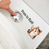 Fun Cartoon Creative Kitten Toilet Stickers, "press and Flush" Decorative Bathroom Toilet Self-adhesive Paper