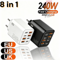 240W GaN USB C Charger Phone Charger Power Adapter 8 in 1 Fast Charge For iPhone Xiaomi Type C EU/US Plug Wall Charge Universal