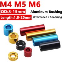 10pcs M4 M5 M6 Aluminum Bushing Washer Gasket Unthreaded Round Hollow Standoff Spacer Sleeve Anodizing OD 8-15mm Length 1.5-20mm