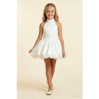Customized Ivory Flower Girl Dress For Wedding Pleated Puffy Mini Elegant Kids Birthday Party First Communion Ball Gown
