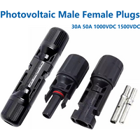 10/50/100 Sets 30A 50A 1000VDC 1500VDC Solar Connector Solar Plug Cable Connectors for Solar Panels Photovoltaic System