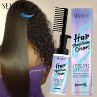 Keratin Hair Straightening Cream with Comb 100ml Repair Damaged Frizzy Hair Soft Smooth Shiny Straightening Deep Moisturizing