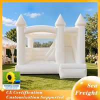 Commercial Inflatable Toddler Trampoline White Bounce Castle With Slide Jumping Castle Bounce House For Wedding Party Outdoor