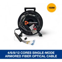 4/6/8/12 Cores 150M Single-Mode LC-LC TPU Tactical Armored Fiber Optic Cable Drum PCD310 for LED Screen Rental Stage Nova Events