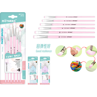 MOTARRO 6pcs Flat Tip Brushes Set, Macaron Blue Pink Purple Nylon Hair Artist Brushes, Smooth Stroke for Acrylic Watercolor Goua