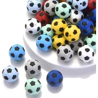 19mm 10Pcs Silicone Round Beads Soccer Ball Style Teething Chew Beads For Baby Care Toys Gift DIY Pacifier Chain Jewelry Making