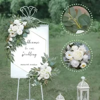 2Pcs Artificial Flowers for Wedding Welcome Signs, Floral Decoration, Wedding Reception Ceremony Signs, Wedding Arch Arrangement