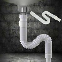 Hot New Practical Waste Pipe Plastic Flexible High Quality Kitchen S Type Sink Syphon Trap White 36-80cm Basin