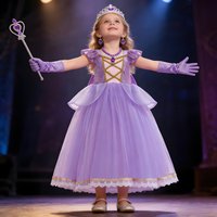 Carnival Princess Dress Cosplay Costume for Girls Purple Sequin Princess Gown Carnival Party Kids Fancy Prom Maxi Dress Suit