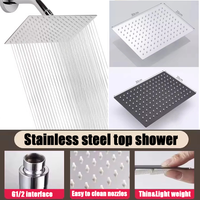 20cm 30cm High Pressure Waterfall Stainless Steel Shower Head High Flow 8" 10" 12" Pressure Boosting Design Spa Bathroom Shower