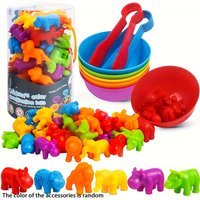 Counting Animal Toys, Matching Game with Sorting Bowl, Math Color Classification, Gift,Suitable for Children over 3 Years Old