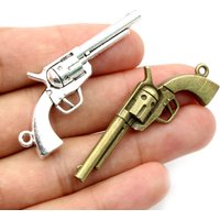 3pcs/lot 50x22mm Bronze Antique Silver Plated Gun Handmade Charms Pendant DIY Jewelry Making Findings for bracelet necklace