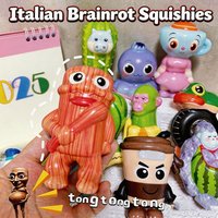 Italian Brainrot Squishies Cute Tung Tung Stress Relief Toy Slow Rising Squeeze Fidget Toy for Kids Adults Anxiety Relief Gifts