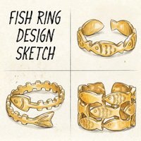 Summer Beach Vacation Ocean Fish Stainless Steel Women Open Ring Adjustable 18K Gold Plated Bohemian Punk Jewelry Daily Wear