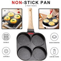4 Hole Egg Frying Pan Nonstick Omelette Pan Aluminum Alloy Flat Bottom Hamburger Pancake Cookware For Open Flame 1PC