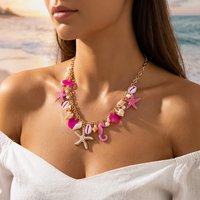Y2K Unique Ocean Theme Necklace for Women Gold Color Chain Seahorse Starfish Pendant Maximalist Jewelry Dopamine Gift Party