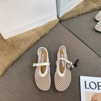 2026 New Hollow Mesh Women's Flat Ballet Shoes - Casual Fashion Versatile Breathable Fishnet Sandals