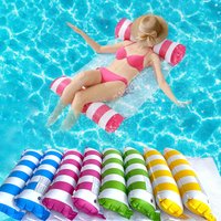 Summer Swim Inflatable Floating Water Mattresses Hammock Stripe Lounge Chairs Pool Water Sports Toys Floating Mat Pool Toys Kids