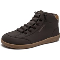 HOBIBEAR Unisex Mid-Top Barefoot Boots Wide Width Minimalist Faux Fur Lined Ankle Shoes Zero-Drop Artificial Leather Sneakers