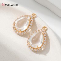 18K Gold Plated Transparent Crystal Pendant Teardrop Charm Pendant, For Bracelet Making Supplies,Jewelry Making Materials