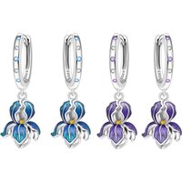 MISEFF S925 Sterling Silver Earrings Exquisite Flower Blue Purple Iris Earring Fashion Jewelry Birthday Gift For Women