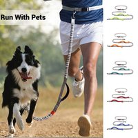 Reflective Bungee Dog Leash for Running Hands-Free Adjustable Dual Handle Pet Leash Shock-Absorbing and Travel-Friendly