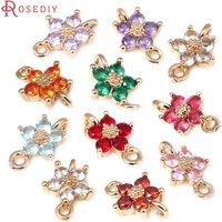 10PCS Flower 18MM 18K Gold Color Brass 2 Holes Flower Connect Charms Pendants Diy Jewelry Making Earrings Accessories for Women